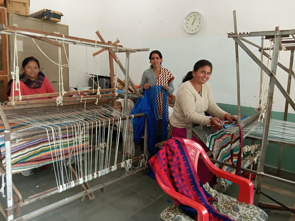 Women working on bamboo weaving